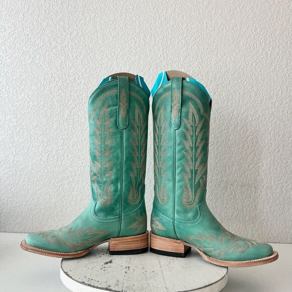 NEW Lane Saratoga Womens Square Toe Cowboy Boots 5.5 Turquoise Western Cowgirl - Picture 9 of 13
